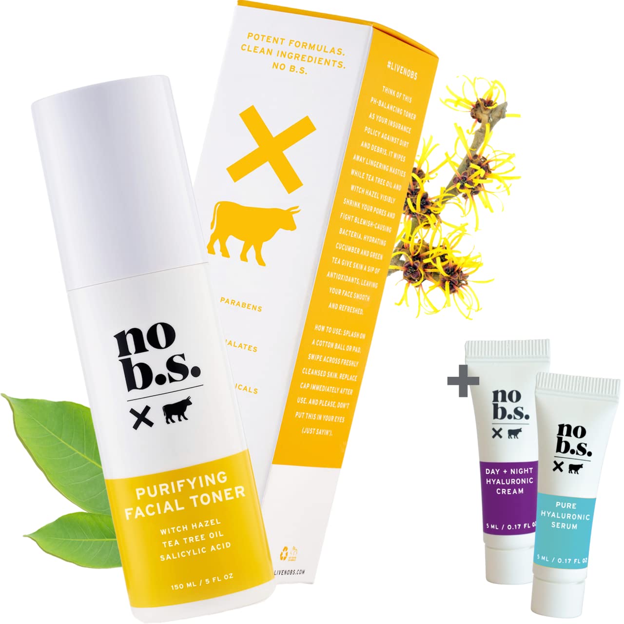 No BS Salicylic Acid Facial Toner with Witch Hazel, Lavender, and Tea Tree Oil - Pore Minimizer. Clarifying Acne Treatment