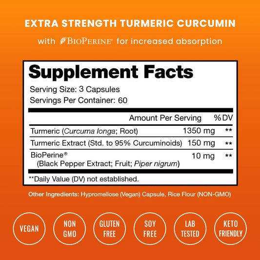 Turmeric Curcumin with Black Pepper Extract 1500mg | 95% Curcuminoids