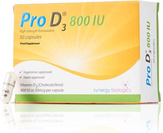 Pro D3 800 IU (Vitamin D3 20mcg) Vegetarian Society Certified | 30 Cap