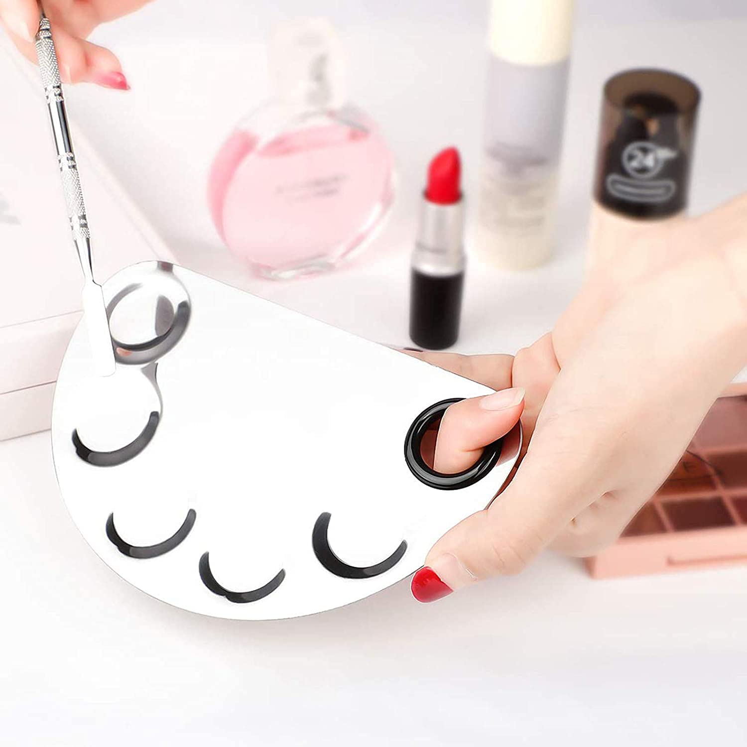Cosmetic Palette with Acrylic Ring Palette and Spatula Set T