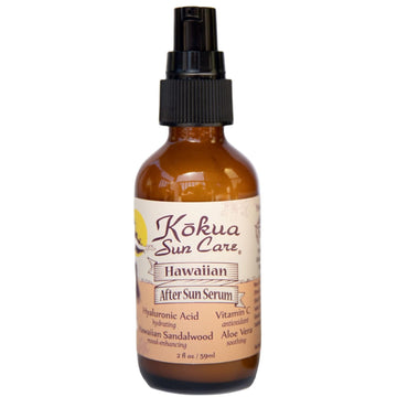 Kokua Sun Care After Sun Lotion - 2  Hawaiian Sunburn Healing Serum with Hyaluronic Acid, Vitamin C, Aloe Vera, and Organic Hawaiian Sandalwood Oil - Soothing and Moisturizing After Sun Serum