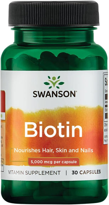 Swanson Biotin B7 Vitamin 5000 mcg 30 Capsules