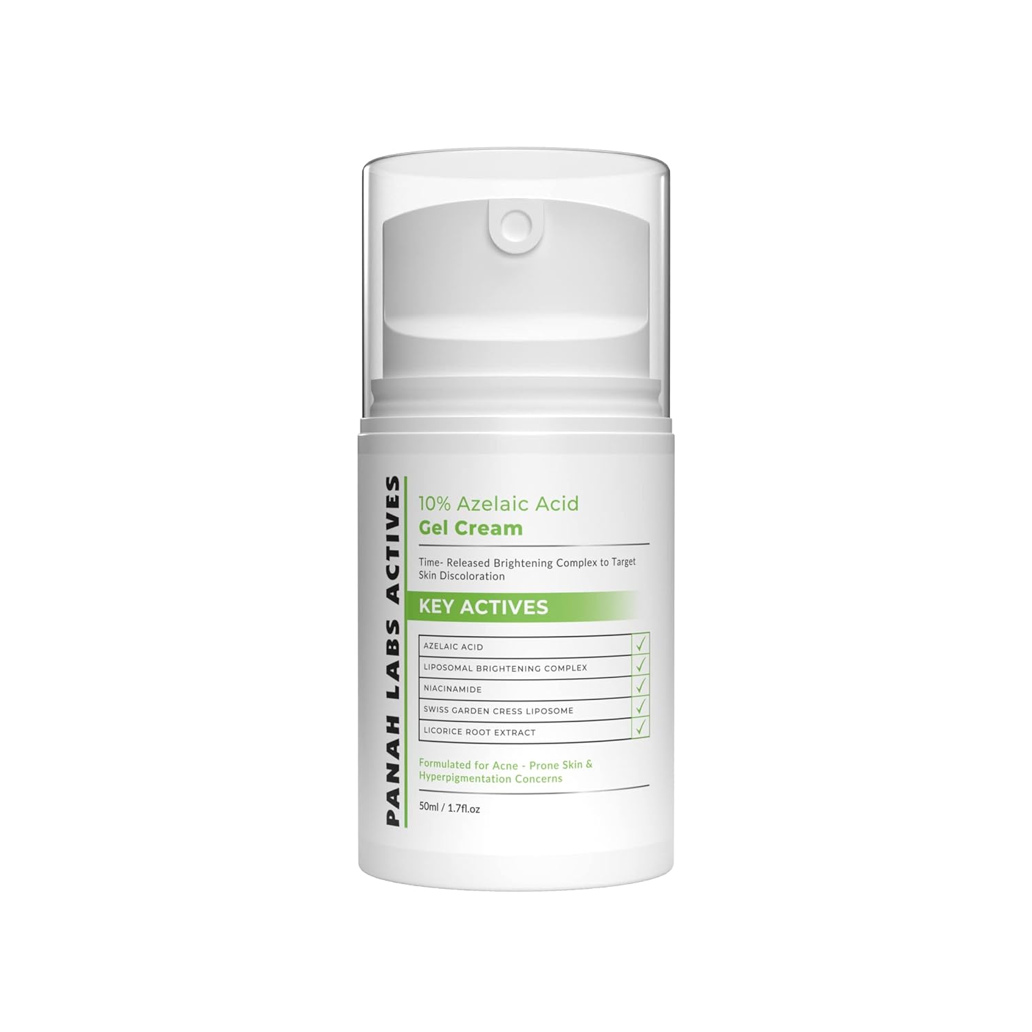 Panah Labs 10% Azelaic Acid Cream - Skin Brightening - Targets Pigmentation -Contains Niacinamide, Vitamin C, Arbutin, Licorice Root Extract, Acne Marks, Dark Spots Remover 50