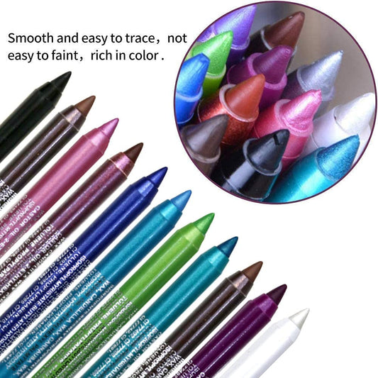 Multi Color Eyeshadow Eyeliner, Metallic Glossy Smoky Eyeliner, Long Lasting Professional Eye Makeup Eyeliner Waterproof Eyeliner Pen Eye Cosmetics Makeup Tools (24 Royal Blue)