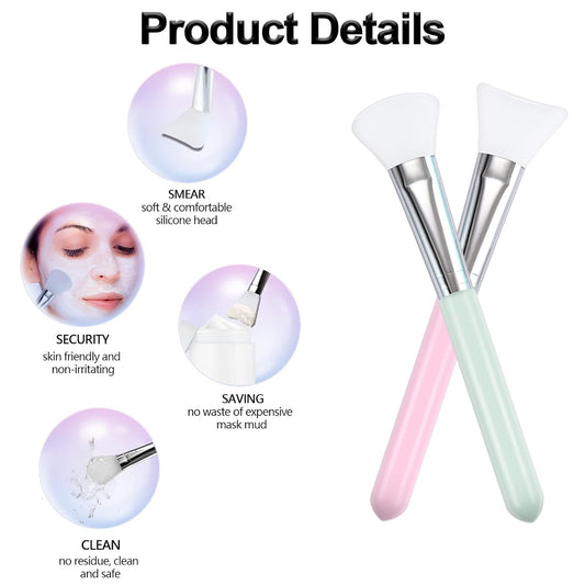 Silicone Face Mask Brush DUAIU Face Mask Applicator Facial Tools and Facial Brush for Facial Mask, Eye Mask, Cream, Mud, Clay, Mixed Mask, DIY Mask (2PCS-Pink & Green)