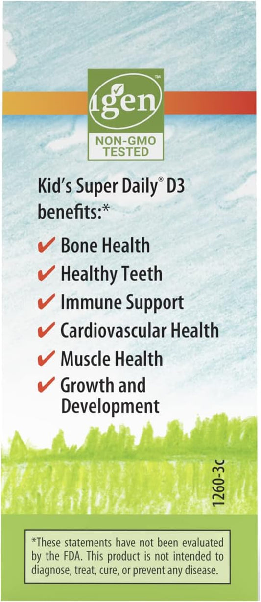 Carlson - Kid's Super Daily D3, Kids Vitamin D Drops, 400 IU (10 mcg) per Drop, Heart & Immune Health, Vegetarian, Liq Vitamin D Drops, Unavored, 365 Drops