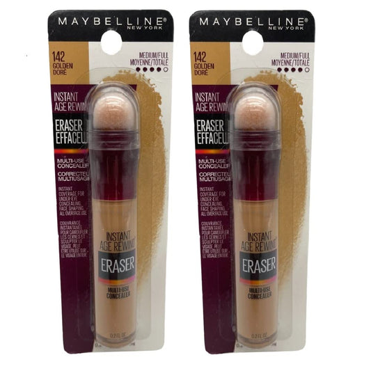 Pack of 2 Maybelline New York Instant Age Rewind Instant Eraser Multi-Use Concealer, Golden # 142