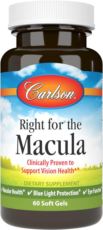 Carlson - Right for The Macula, Clinically Proven to Support Vision Health, Macular Health, Blue Light Protection & Eye Function, 60 Softgels
