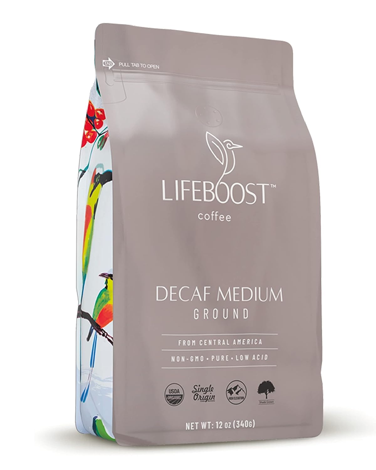 Lifeboost Coffee Medium Roast Swiss Water Decaf Coffee Ground - Low Acid Single Origin USDA Decaf Organic Coffee - Non-GMO Coffee Third Party Tested For Mycotoxins & Pesticides