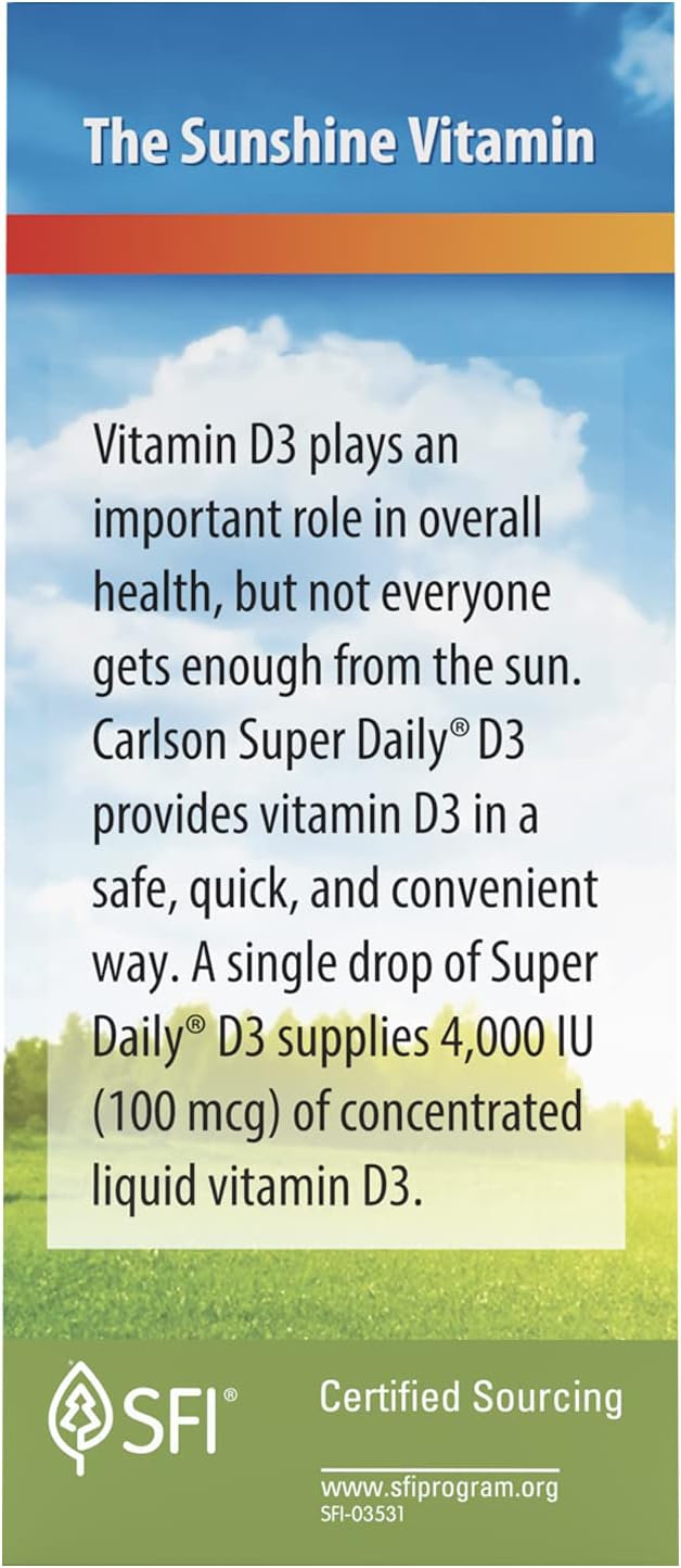 Carlson Super Daily D3 4,000 IU (100 mcg), Heart & Immune Health, Teet