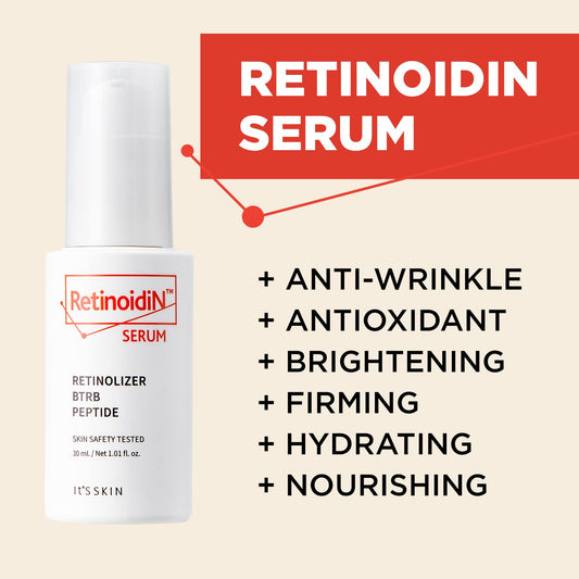 It'S SKIN Retinoidin Serum - Retinol Anti Aging Serum - Smooth Wrinkles & Fine Lines - Firming & Moisturizing with Adenosine, Hyluronic Acid, Peptides, Niacinamide and Ceramide, 1.01 .