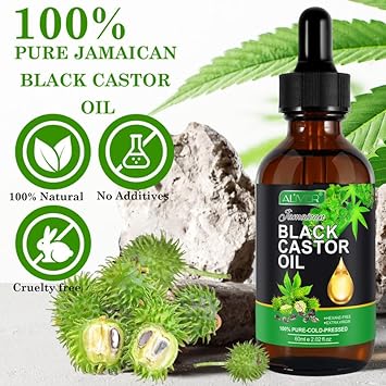 ALIVER Jamaican Black Castor Oil, Castor Oil Organic Cold Pressed Unrefined, Castor Oil for Hair Growth, Organic Castor