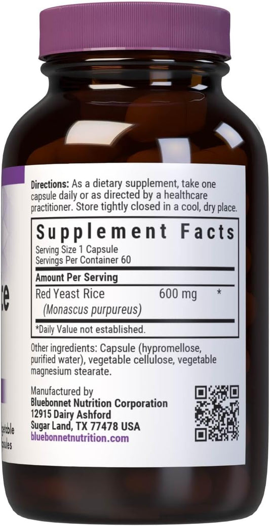 Bluebonnet Nutrition Red Yeast Rice 600 mg, Non-GMO, Vegan, Kosher Cer