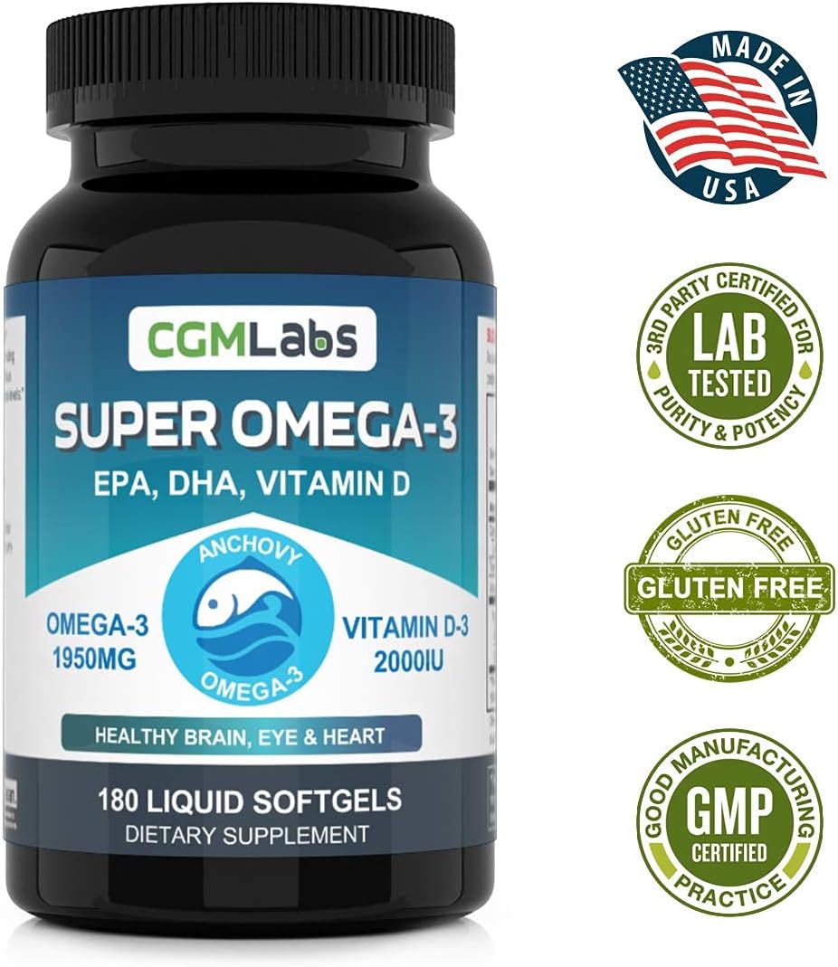  CGM-Labs Super Omega-3 975mg EPA, DHA, Vitamin D 1000IU : H