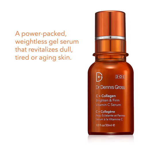 Dr. Dennis Gross C + Collagen Brighten & Firm Vitamin C Serum: for Dull Complexion, Wrinkles, Uneven Tone and Texture, 1.0