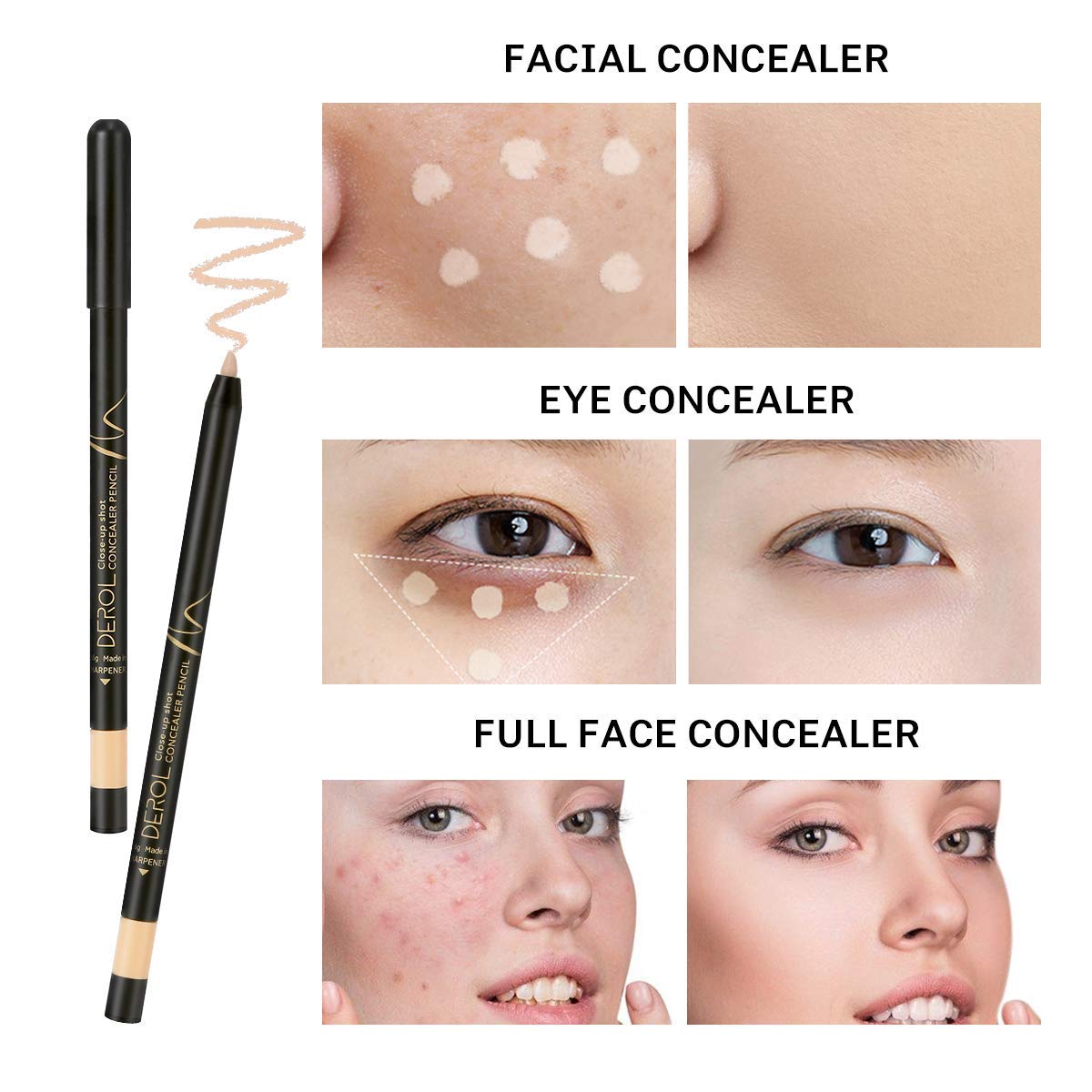 KISSIO Concealer Pencil,Under Eye Concealer,Cover Acne and F