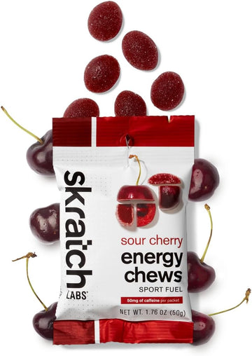 Skratch Labs Sport Energy Chews, Sour Cherry with Caffeine (10 Pack) -1.76 Ounces