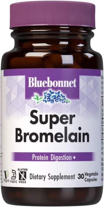 BlueBonnet Super Bromelain Vegetarian Capsules, Pineapple, 500 mg, 30 4.66 Ounces