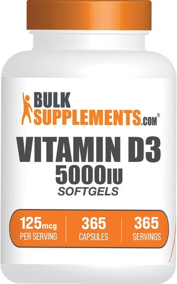 BULKSUPPLEMENTS.COM Vitamin D3 5000IU Softgels - Cholecalciferol, D3 S