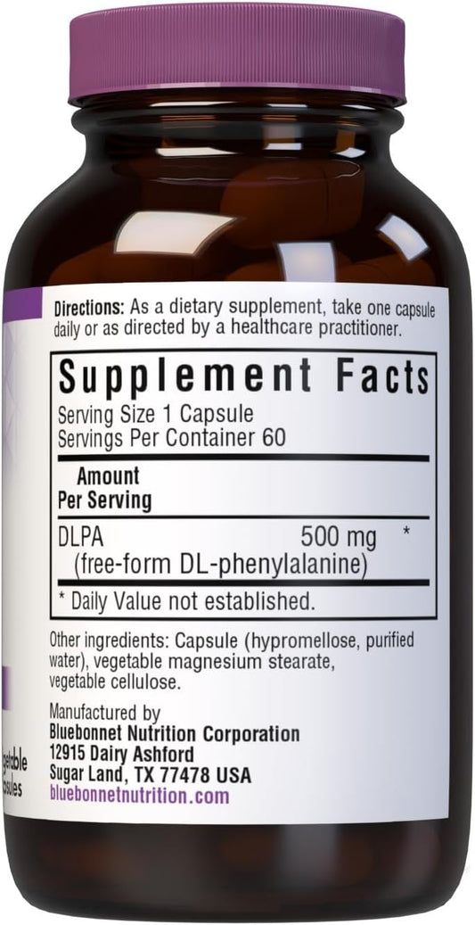 Bluebonnet Nutrition DLPA (DL-Phenylalanine) 500mg, Free-Form Amino Ac