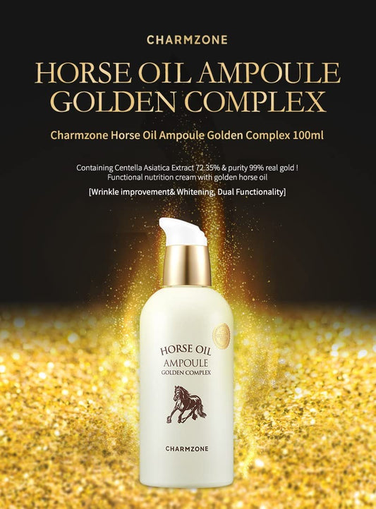 CHARMZONE Mayu Horse Oil and Gold Intense Moisturizing Face Ampoule and Repair Cream Moisturizer Golden Complex Limited Edition Set of 2