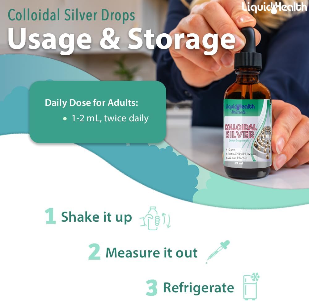 LIQUIDHEALTH 2 Fl Oz Colloidal Silver Drop Shot Liquid 10PPM Supplemen