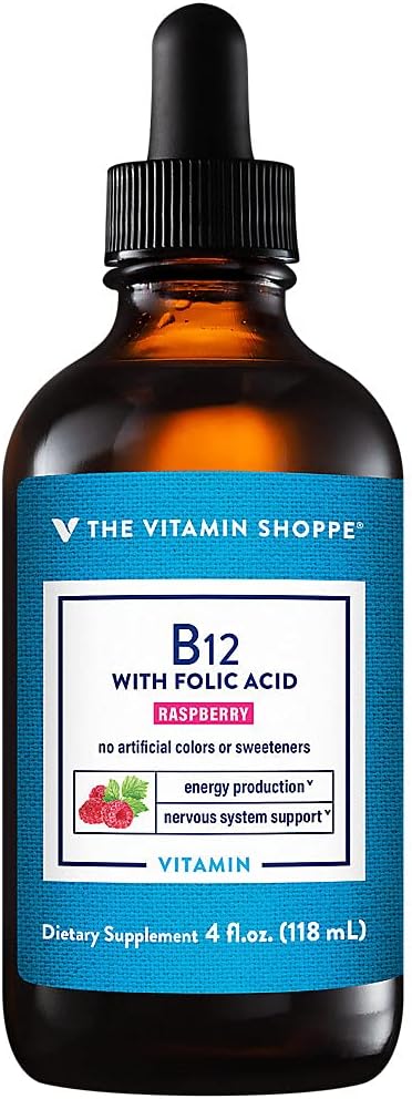 The Vitamin Shoppe Liquid Vitamin B12 With Folic Acid - Raspberry Flav