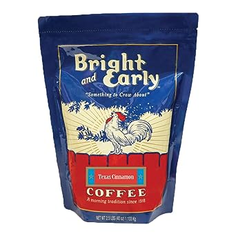 Bright and Early Texas Cinnamon -  Bag Ground Coffee, Medium Roast Arabica - Pack of One