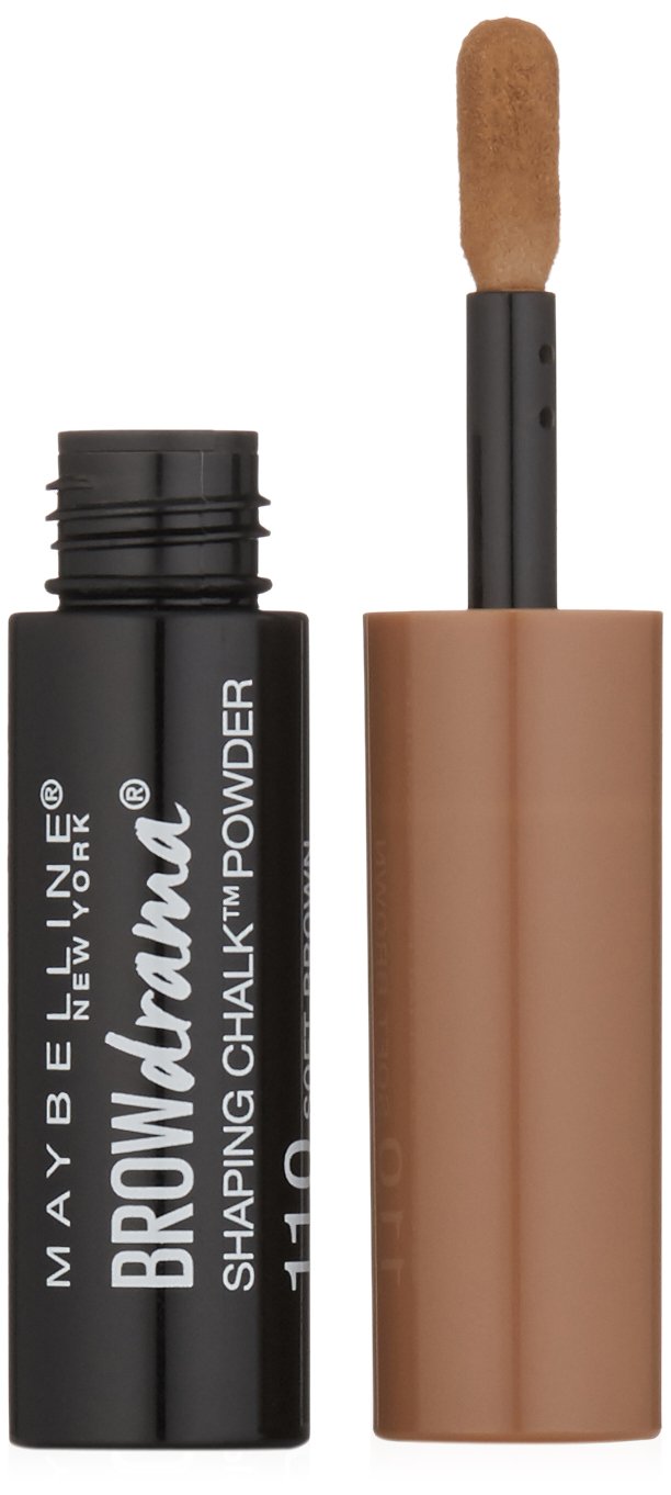 Maybelline New York Brow Drama Shaping Chalk Powder, Soft Brown, 0.035 .