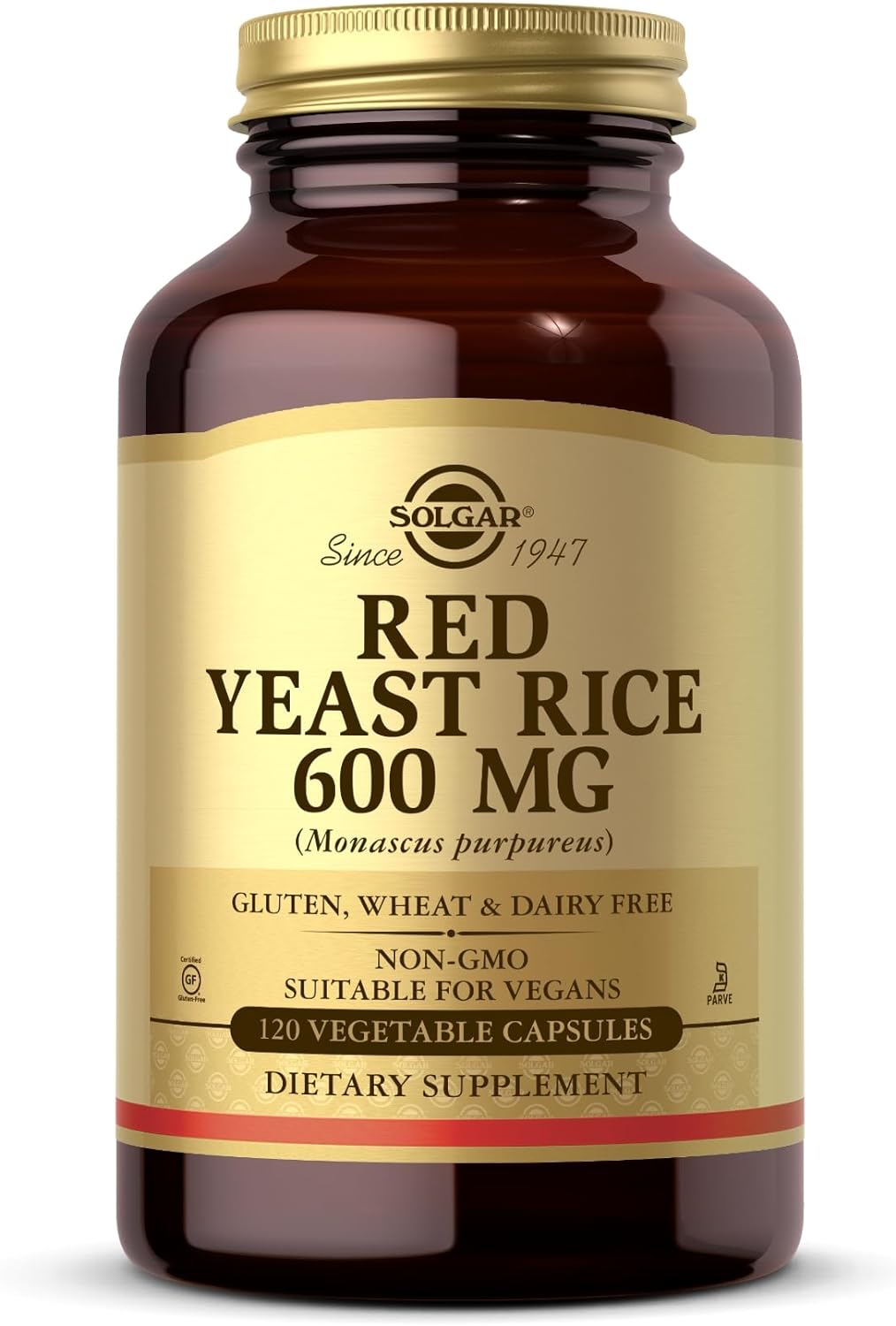 Solgar Red Yeast Rice 600 mg - 120 Vegetable Capsules - Non-GMO, Vegan