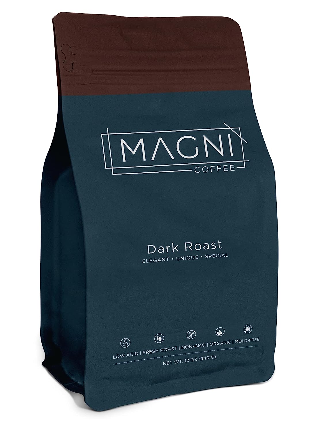 Low Acid Coffee - Organic Coffee - Ground and Whole Beans for French Press, Espresso, Pourover - Non-GMO - Mold Free -Single Origin Coffee - Magni Coffee (GROUND Dark Roast)