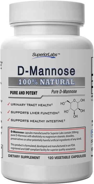 Superior Labs ? Best D-Mannose NonGMO Dietary Supplement ? 500mg, 120 3.84 Ounces