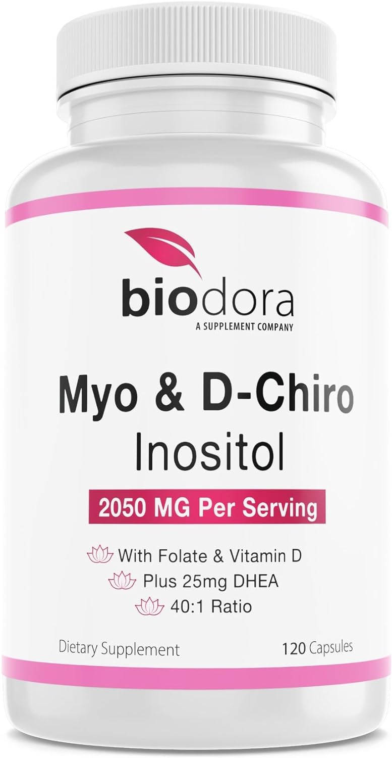 Biodora Myo& D-Chiro Inositol Supplement, With Folate And Vitamin D, 40 To 1 Ratio, Includes Dhea, Helps In Hormone Bala