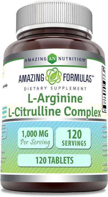 Amazing Formulas L-Arginine/L-Citrulline Complex 1000mg 120 Tablets Supplement| Non-GMO | Gluten Free | Made in USA