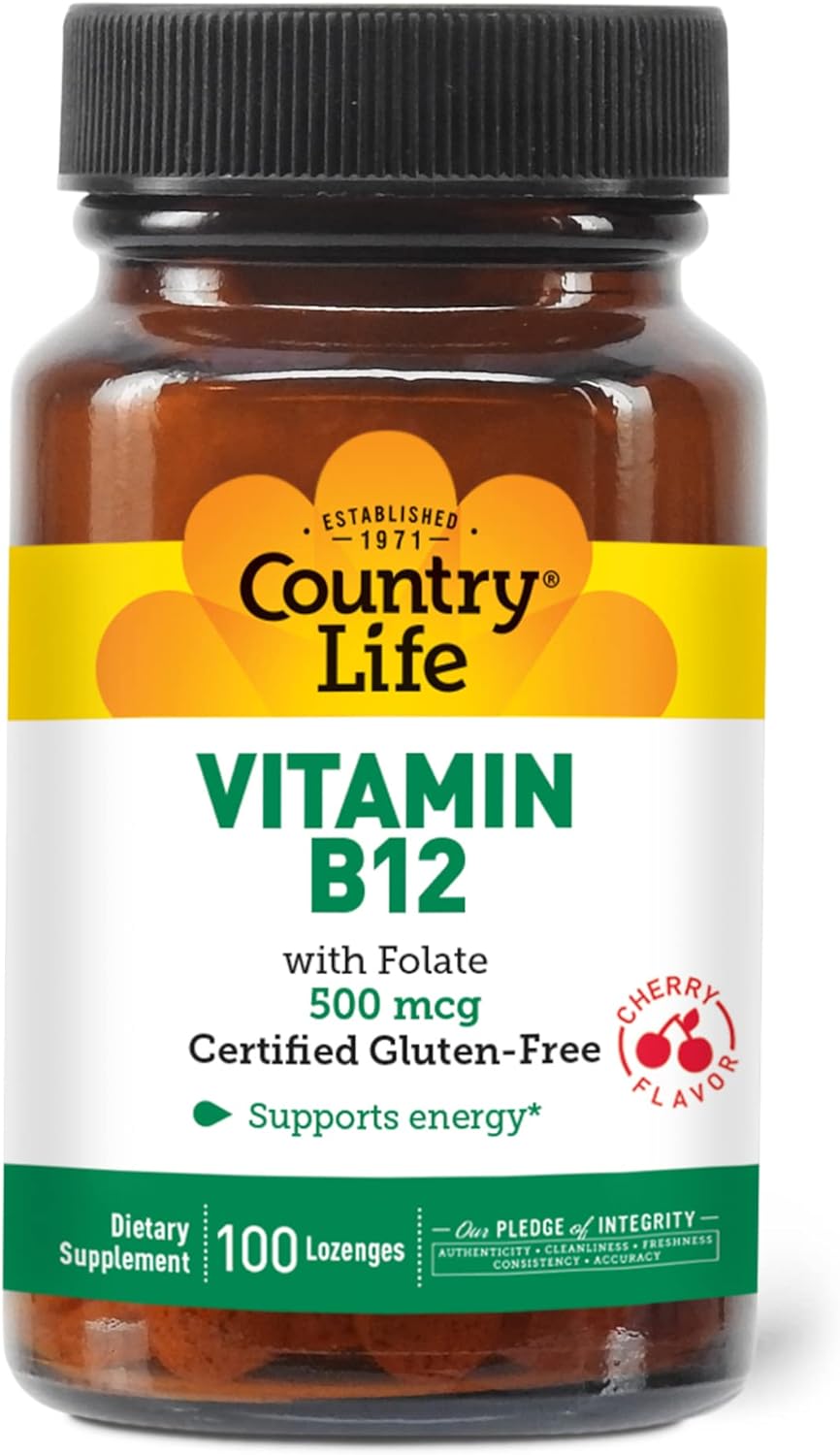 Country Life Vitamin B12 With Folate, Supports Energy & Red Blood Cell