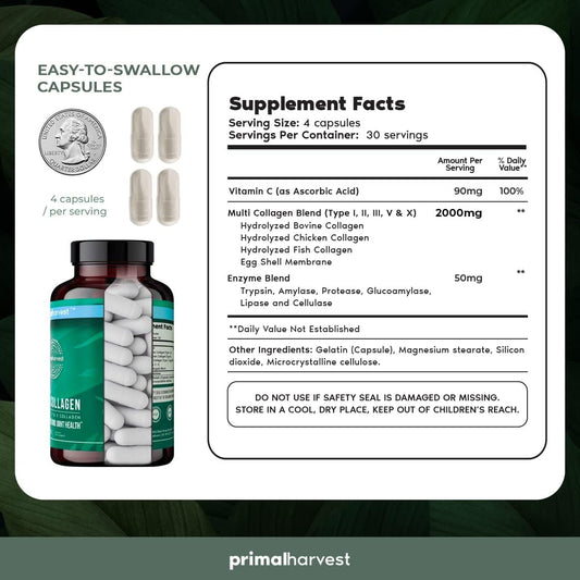 Primal Harvest Collagen & Hair Growth Capsules Supplements F