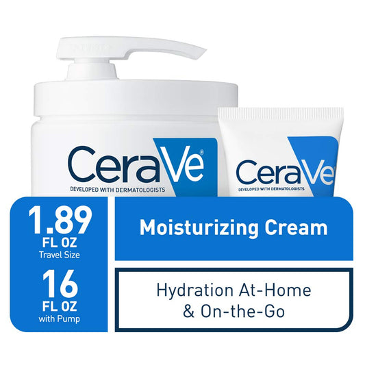 CeraVe Moisturizing Cream Combo Pack | Contains 16  with Pump and 1.89  Travel Size | Fragrance Free