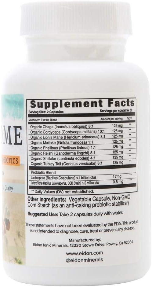 Eidon SuperBiome, Mushroom Complex Probiotics Supplement, Microbiome H