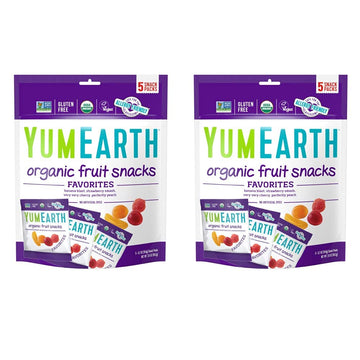 YumEarth Organic Fruit Snacks, 5-0.7oz. Fruit Flavored Snack Packs, Allergy Friendly, Gluten Free, Non-GMO, Vegan, No Ar