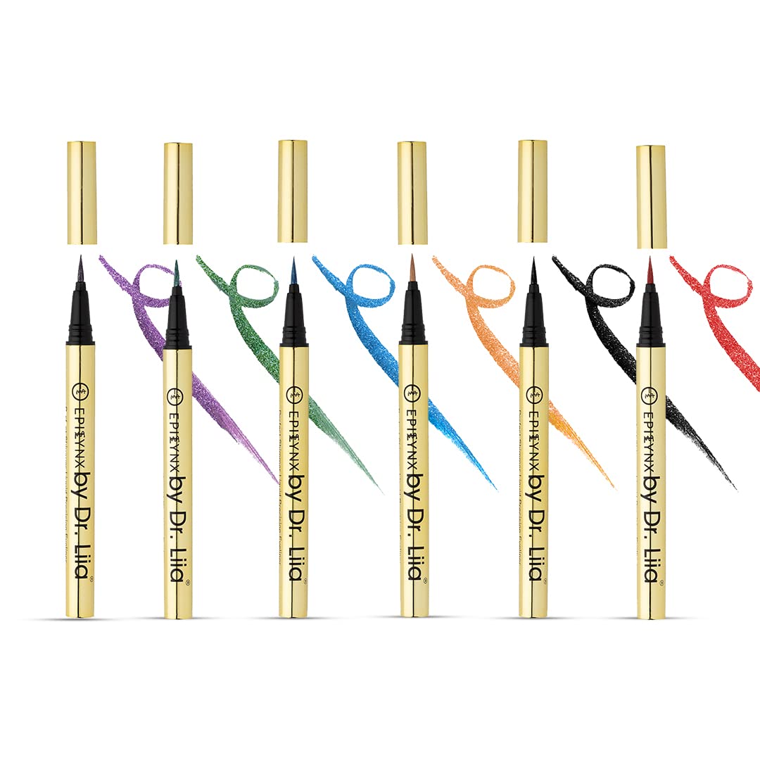 EPILYNX by Dr. Liia Long Lasting Waterproof Liquid Eyeliner with Precision Tip | Gluten and Allergen Free, Vegan Eyeliner Pencil | Holiday Shimmer Set