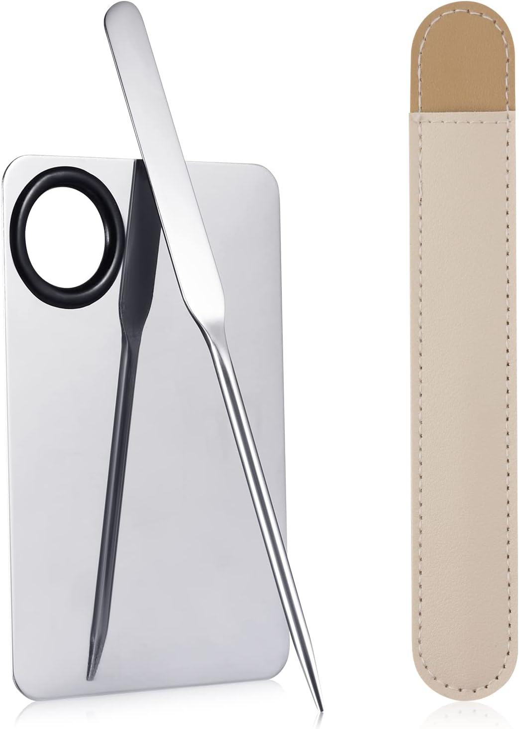 Spatula Makeup Tool, Reusable Metal Cosmetic Spatula Makeup Korean Spatulas Stainless Steel Mixing Palette Spatula Storage Bag Artist Tool Beauty Salon