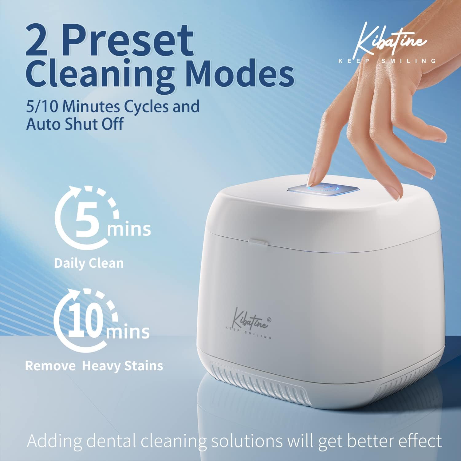 Kibatine Ultrasonic Retainer Cleaner with UV Light 45KHz for