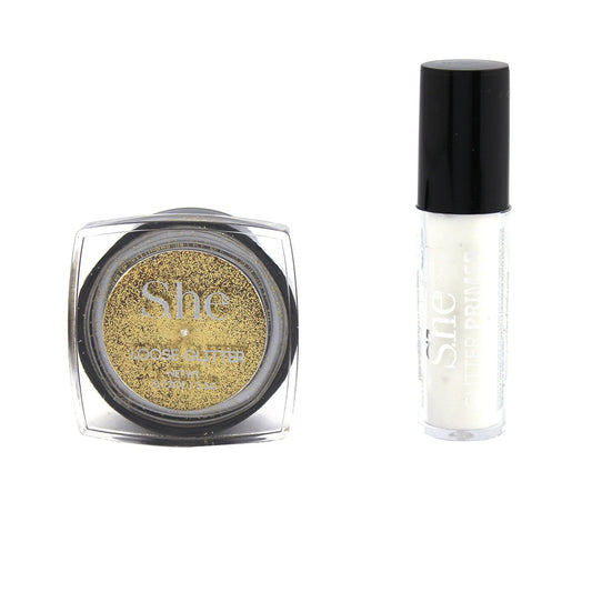 SHE Loose Glitter Primer Set (Gold, Silver) (Gold)