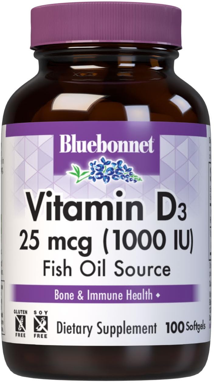 Bluebonnet Nutrition Vitamin D3 1000 IU Softgels, Aids in Muscle and S