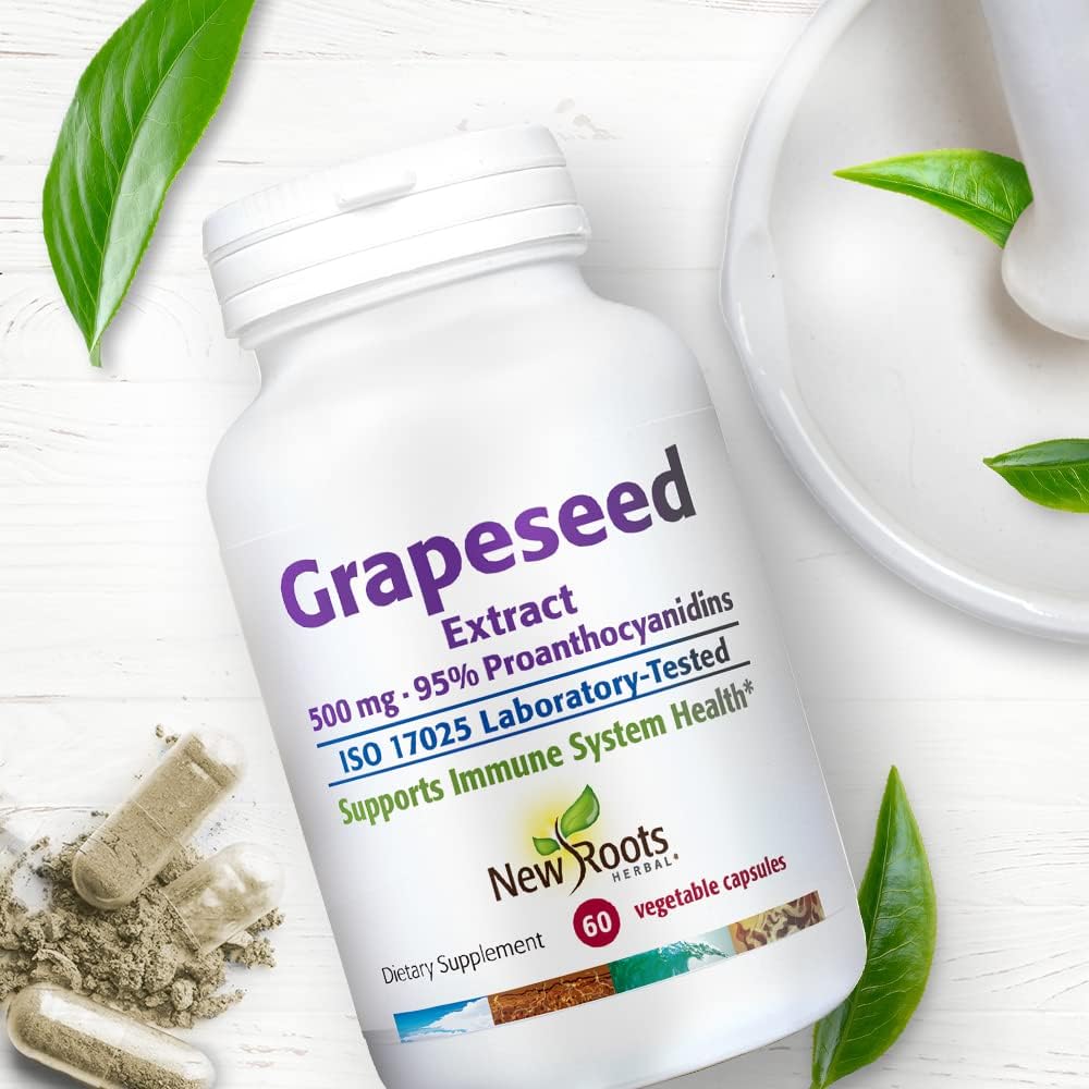 NEW ROOTS HERBAL Grapeseed Extract 500mg, 95% Polyphenols (Proanthocya