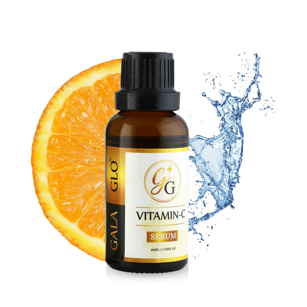 GalaGlo Vitamin C Facial Serum with Hyaluronic Acid- Vitamin C Serum for Dark Spots and Hyperpigmentation- Sun Damaged Skin Repair- Anti-Ageing & Face Brightening, (30/ 1  )