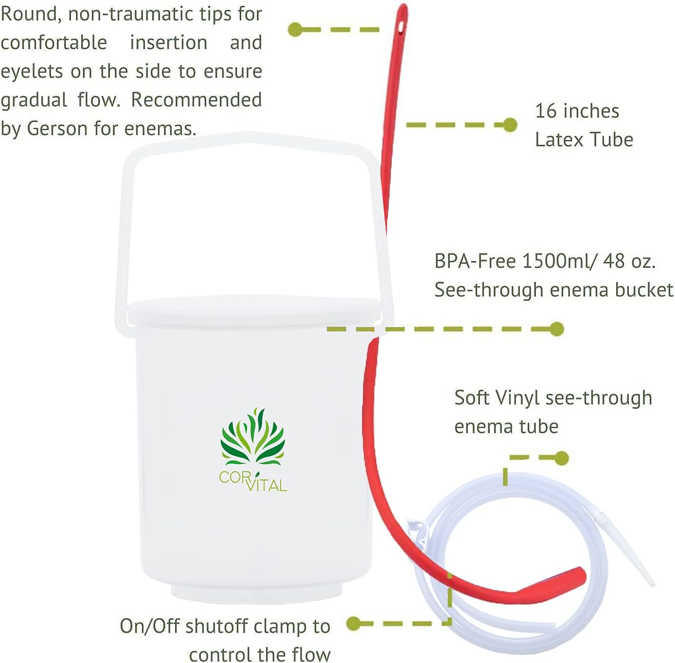 Cor-Vital Coffee Enema Kit For Colon Cleansing With 1 LB Enema Coffee 