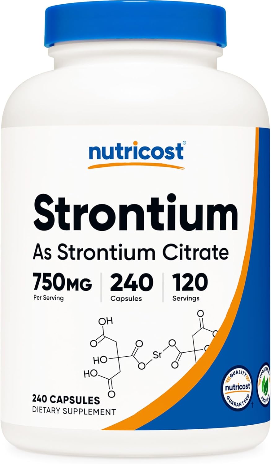 Nutricost Strontium Capsules 750mg, 240 Capsules - Vegetarian, Non-GMO, Gluten Free