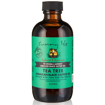 Sunny Isle Jamaican Black Castor Oil with Tea Tree Oil 4 Fl Oz | Hair Growth Oil | Treatment For Dry Itchy Scalp