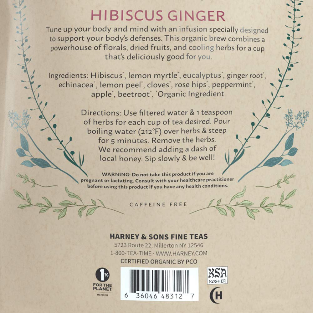 Harney & Sons Organic Hibiscus Ginger Tune-Up Wellness Blend, with Euc
